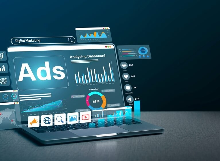 Digital,Marketing,Dashboard,On,Laptop,Computer,To,Commerce,Online,Sale