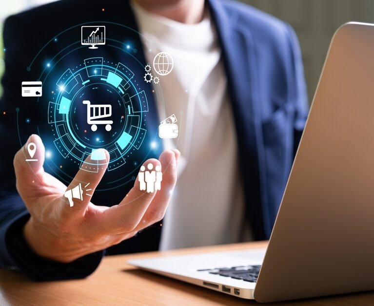 Business,Or,Entrepreneur,Using,Computer,For,E-commerce,Or,Online,Shopping